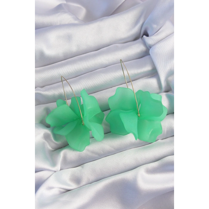 Pirinç Yeşil Renkli Flora Küpe - Lisinya