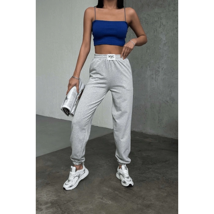 Rahatlığın Şıklığı Tarz Gri Paçası Lastikli Eşofman Altı ( Lisinya )