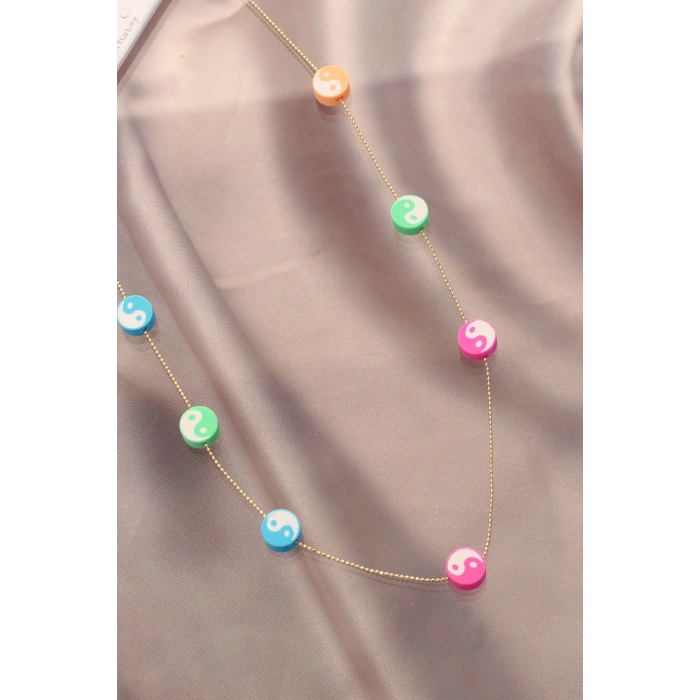 Renkli Ying Yang Fimo Kolye