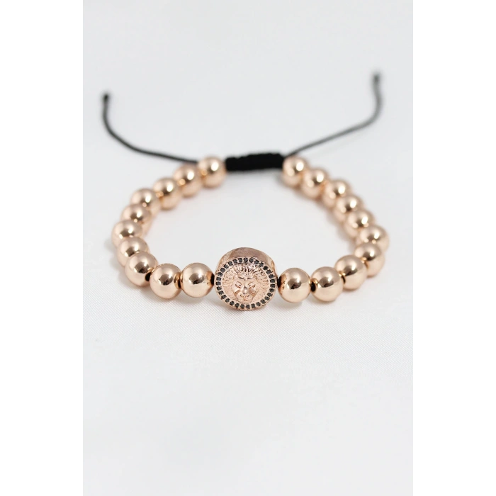 Rose Renk Çelik Zirkon Objeli Asansörlü Bileklik