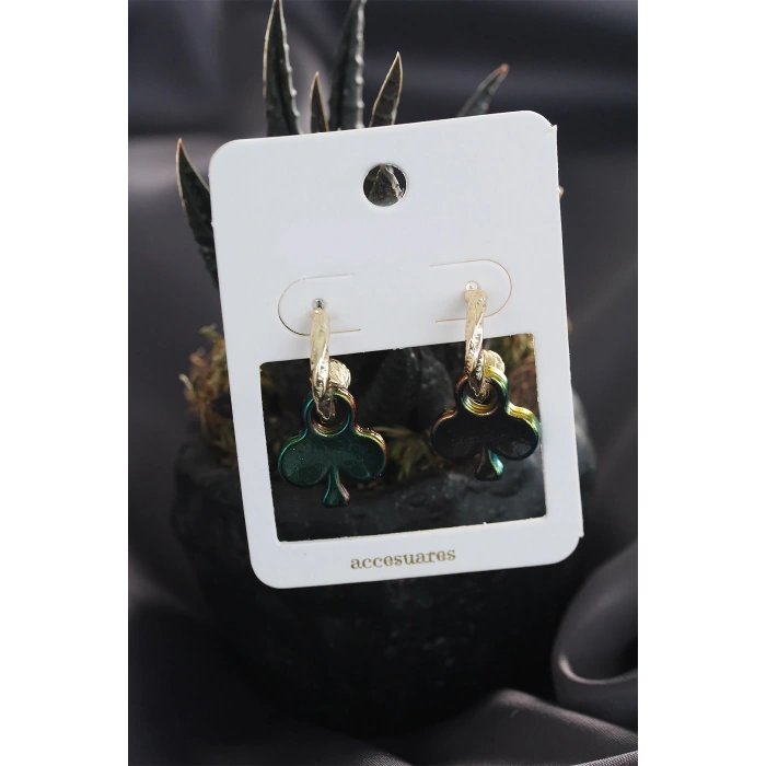 Sinek İkili Kart Tasarımlı Hematit Taşlı Küpe Seti