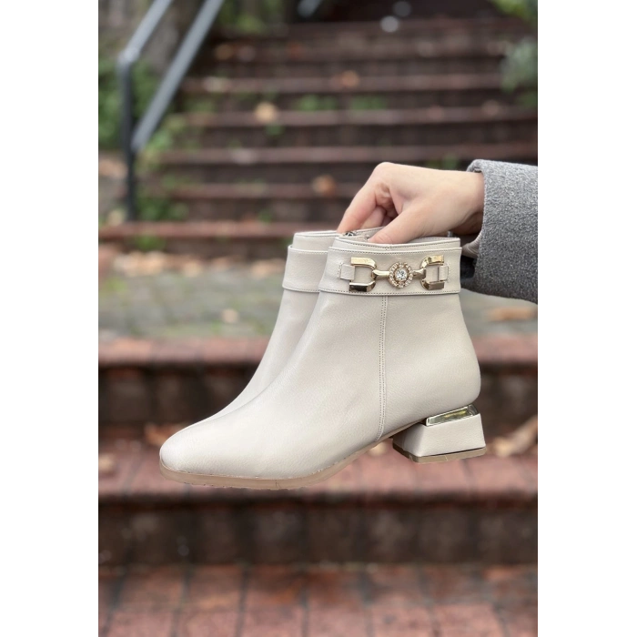 Terci Bej Cilt Topuklu Bot