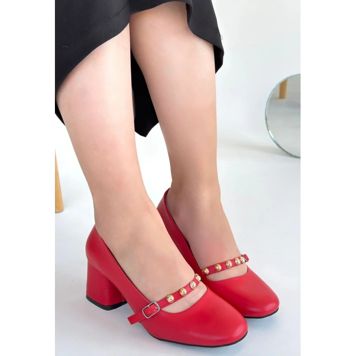 Tino Kırmızı Cilt Topuklu Ayakkabı - Lisinya