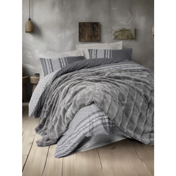 Trim Çift Kişilik Battaniyeli Nev Takımı Suave Antrasit