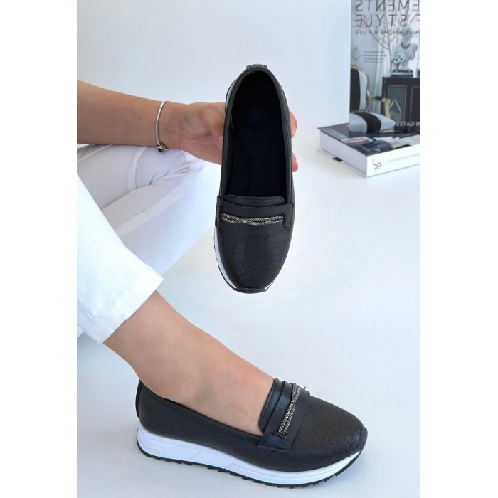 Troy Siyah Cilt Babet Ayakkabı