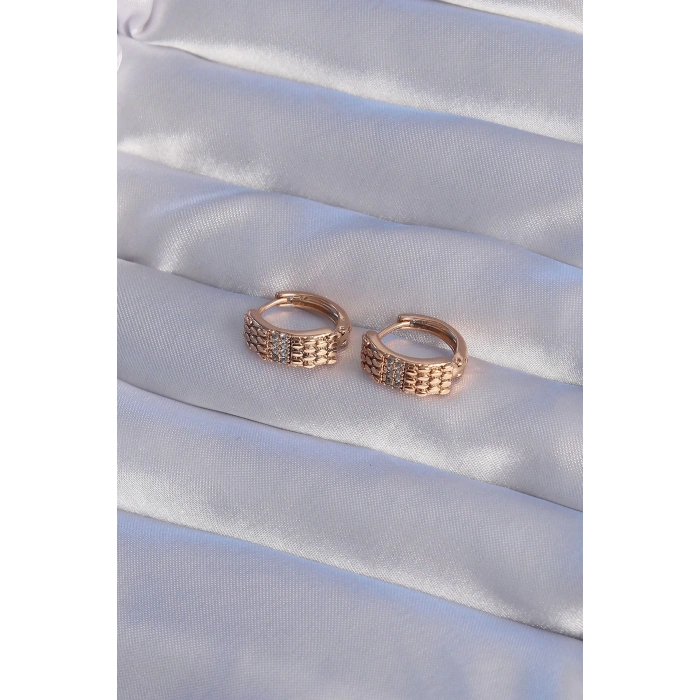 XUPİNG Rose Renk Zirkon Taşlı İşlemeli Halka Küpe - Lisinya