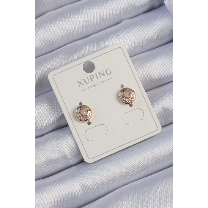 Xuping Rose Renk Zirkon Taşlı Yansımalı Oval Küpe - Lisinya