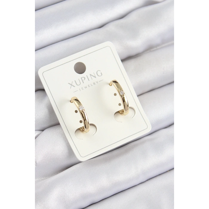 Xuping Zirkon Taşlı Oval Model Gold Renk Kadın Küpe