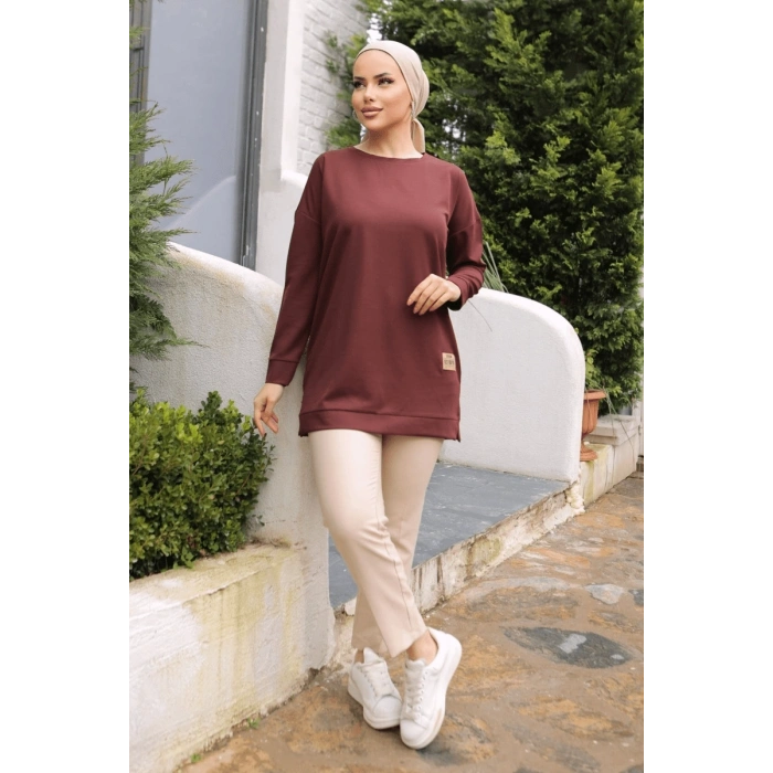 Yeni Stil Kahve Arma Detaylı Tunik 10020 ( Lisinya )