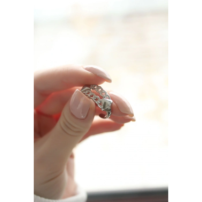 Zincir Model Rodyum Kaplama Ayarlanabilir Kadın Yüzük