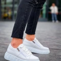 KB-X155 Kuback Beyaz Cilt Detaylı Beyaz Yüksek Taban Günlük Spor Ayakkabı
