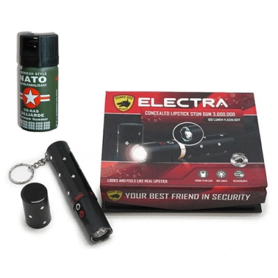 Ruj Şeklinde Elektro Şok El Feneri Cihazı + Bıber Gaz Hediyeli ( Lisinya )