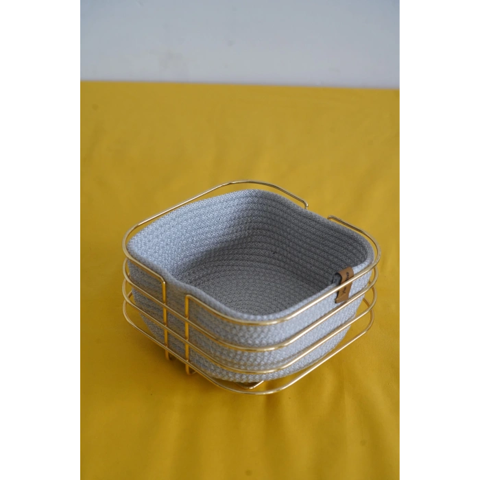 Naturel Kare Çok Amaçlı Organizer Ekmek Ve Meyve Sepeti