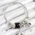 316L Çelik Siyah Zirkon Taşlı Baykuş Arı Ve Anahtar Model Gümüş Renk Charm Bileklik - Lisinya