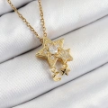 316L Çelik Zirkon Taşlı Sallantılı Yıldız Model Gold Renk Kadın Kolye - Lisinya
