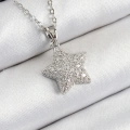 316L Çelik Zirkon Taşlı Yıldız Model Gümüş Renk Kadın Kolye - Lisinya