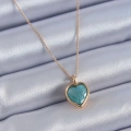 Gold Renk Turkuaz Renk Simli Kalp Model Kadın kolye - Lisinya