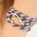 Karışık Desenli Pembe Gri Gümüş Metal Kancalı Bayan Çoklu Bileklik - Lisinya