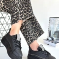 Leope Siyah Cilt Bağcıklı Spor Ayakkabı - Lisinya