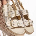 Olira Bej Simli Kemerli Sandalet - Lisinya