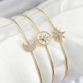 Pirinç Zirkon Taşlı Ay Ve Kutup Yıldızı Model Gold Renk Vip 3lü Kadın Bileklik - Lisinya