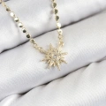 Pirinç Zirkon Taşlı Kutup Yıldızı Model Ezme Zincir Gold Renk Kadın Kolye - Lisinya