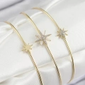 Pirinç Zirkon Taşlı Kutup Yıldızı Model Gold Renk Vip 3lü Kadın Bileklik - Lisinya