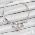Pirinç Zirkon Taşlı Yıldız Model Gümüş Renk Charm Bileklik - Lisinya
