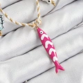 Seramik Motifli Pembe Balık Figürlü Model Krem İp Kadın Kolye - Lisinya