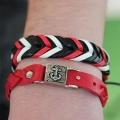 Siyah Kırmızı Renk Deri Erkek Bileklik Kombin - Lisinya