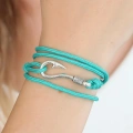 Turkuaz Renk Gümüş Metal Kancalı Bayan Çoklu Bileklik - Lisinya