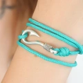 Turkuaz Renk Gümüş Metal Kancalı Bayan Çoklu Bileklik - Lisinya
