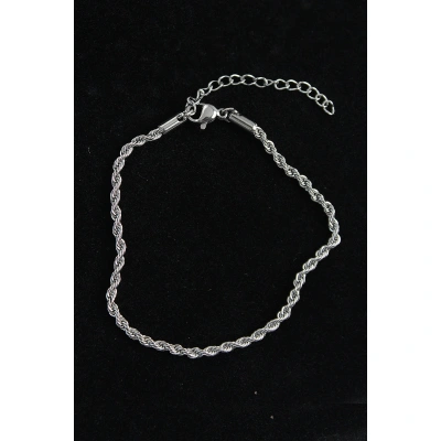 316L Çelik Burgu Model Gümüş Renk Erkek Bileklik - Lisinya