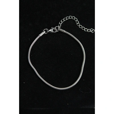 316L Çelik Gümüş Renk Yılan Zincir Erkek Bileklik - Lisinya