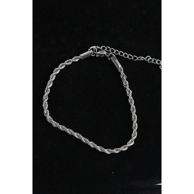 316L Çelik Halat Model Gümüş Renk Erkek Bileklik - Lisinya