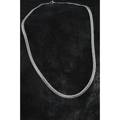 316L Çelik İşlemeli Ezme Zincir Model Gümüş Renk Erkek Kolye - Lisinya