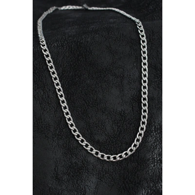 316L Çelik Kalın Klasik Zincir Model Gümüş Renk Erkek Kolye - Lisinya