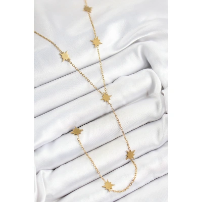 316L Çelik Kutup Yıldızı Figürlü Y Model Gold Renk Kadın Kolye - Lisinya