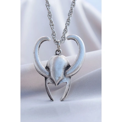 Boynuz Tasarımlı Krom Kaplama Erkek Kolye - Lisinya