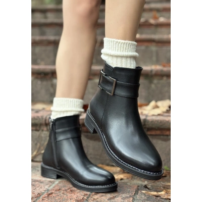 Dawin Siyah Cilt Topuklu Bot - Lisinya