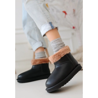 Mordi Siyah Oval Burunlu Su Geçirmez İçi Kürklü  Bot - Lisinya