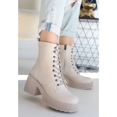 Morliy Bej Cilt Bağcıklı Bot - Lisinya