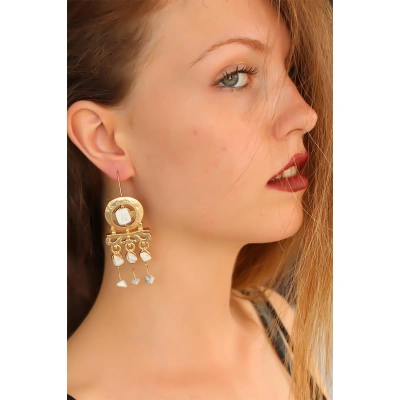 Otantik Taşlı Bayan Sallantı Küpe - Lisinya