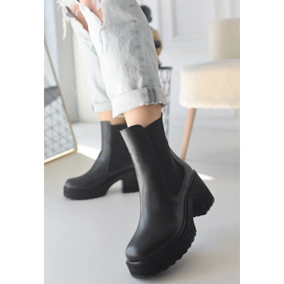 Paigo Siyah Cilt Topuklu Bot - Lisinya