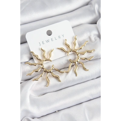 Pirinç Güneş Model Gold Renk Kadın Küpe - Lisinya