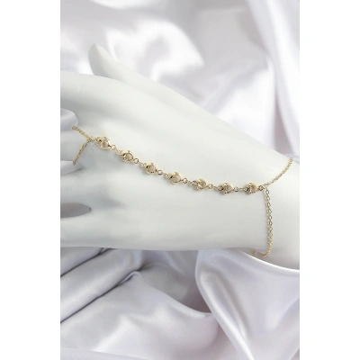 Pirinç Kalpli Zirkon Taşlı Y Model Gold Renk Kadın Şahmeran - Lisinya