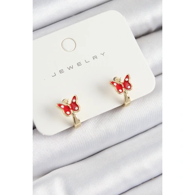 Pirinç Kelebek Model Gold Renk Çocuk Küpe - Lisinya