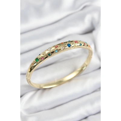 Pirinç Renkli Zirkon Taşlı Kutup Yıldızı Model Gold Renk Kadın Kelepçe - Lisinya