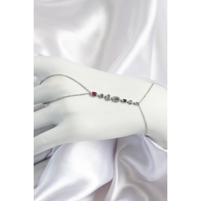 Pirinç Renkli Zirkon Taşlı Y Model Gümüş Renk Kadın Şahmeran - Lisinya