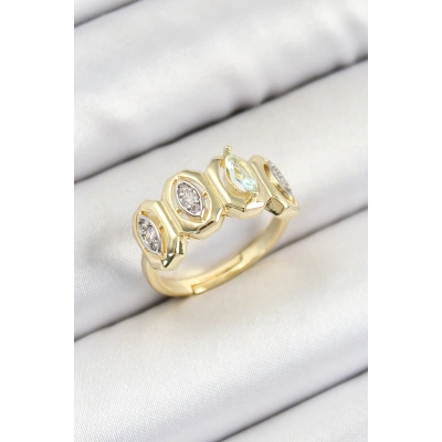 Pirinç Zirkon Taşlı Damla Model Gold Renk Kadın Yüzük - Lisinya